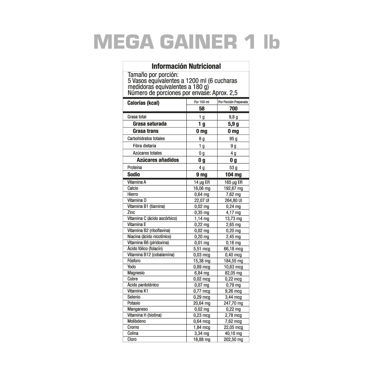 MEGA GAINER X 2 LB - Bolsa - Image 5